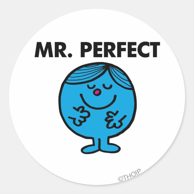 Mr. Perfect | Quietly Content Classic Round Sticker (Front)
