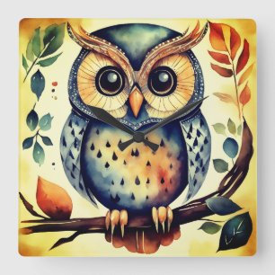 Mr. Primitive Owl Square Wall Clock