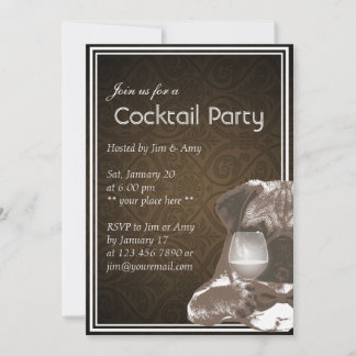 Mr. Pug & Wine Cocktail & Wine Party Invitations