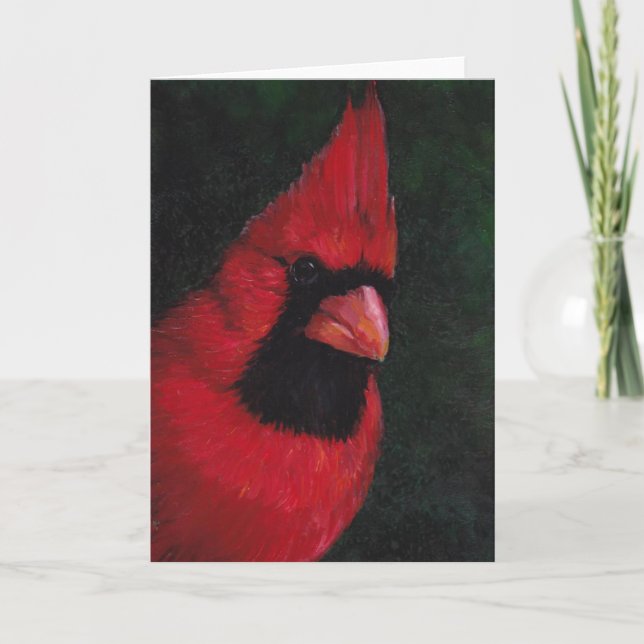 Mr Red Cardinal Bird Art Greeting Card (Front)