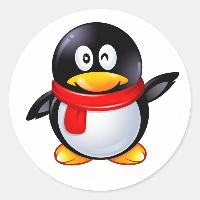 MR Red Penguin Classic Round Sticker (Front)