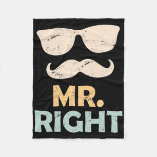 Mr. Right Groom Future Husband Saying Bachelor Fleece Blanket