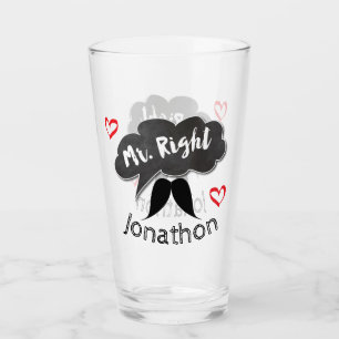 Mr Right Groom Wedding Funny Glass