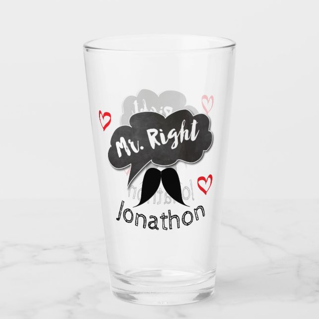 Mr Right Groom Wedding Funny Glass (Front)