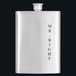 Mr. Right Groom's Classic Flask<br><div class="desc">Simple and cute,  customisable Mr. Right Groom's Classic Flask .</div>