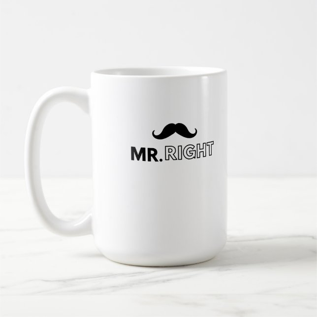 Mr Right perfect matching couple for him Coffee Mug (Left)