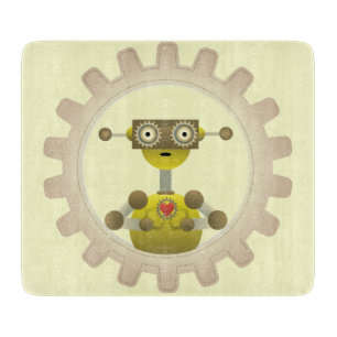 Mr. Robot with Steampunk Gear Heart Cutting Board