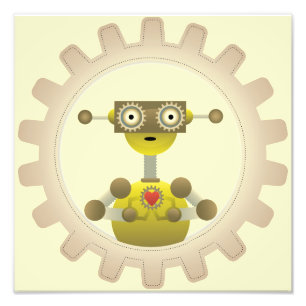 Mr. Robot with Steampunk Gear Heart Photo Print