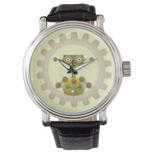 Mr. Robot with Steampunk Gear Heart Watch