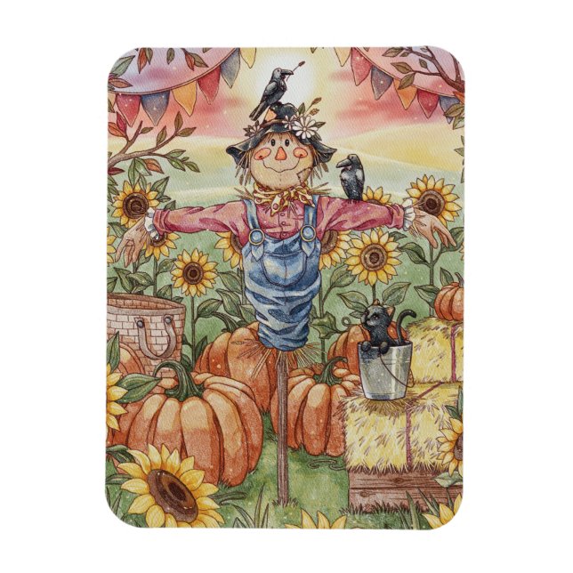 "Mr. Scarecrow" – Cute Halloween Illustration Magnet (Vertical)