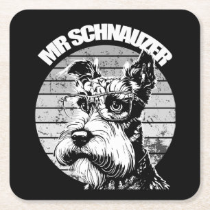 Mr Schnauzer Square Paper Coaster