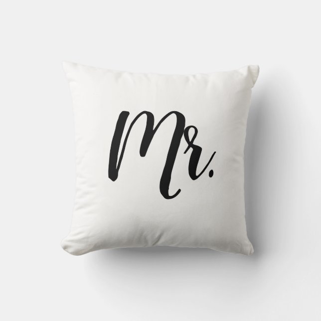 Mr Script Bedroom Wedding Pillow (Front)