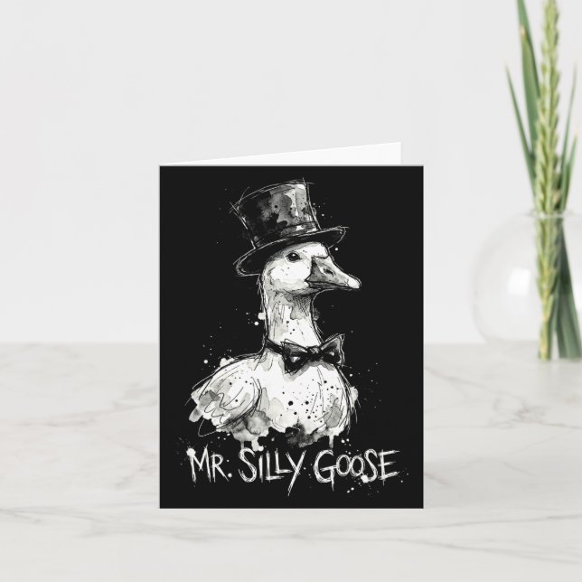 Mr Silly Goose Funny Top Hat Bowtie Wedding Card (Front)