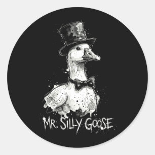 Mr Silly Goose Funny Top Hat Bowtie Wedding Classic Round Sticker