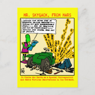 Mr. Skygack observes a broken-down automobile Postcard