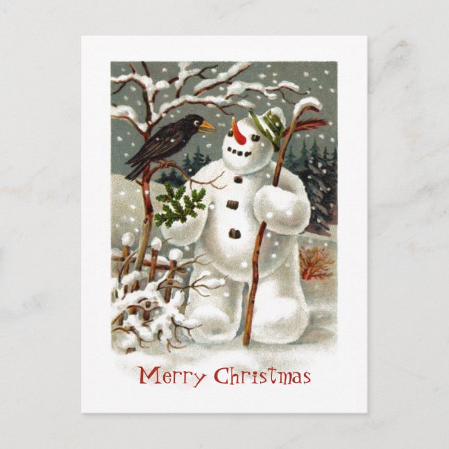 Mr. Snowman and Mr. Crow Postcard (Front)