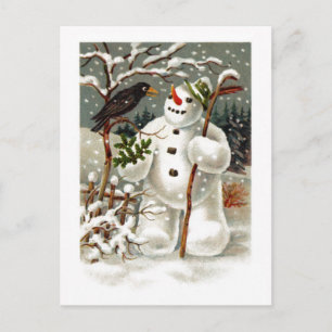 Mr. Snowman and Mr. Crow Postcard