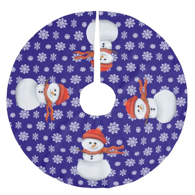 Mr. Snowman Brushed Polyester Tree Skirt (Front)