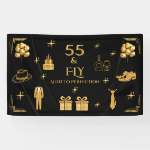 MR SO FLY Men's 55th Birthday Onyx Gold Vinyl 5' Banner