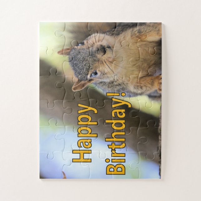 Mr. Squirrel wishing a Happy Birthday Jigsaw Puzzle (Vertical)