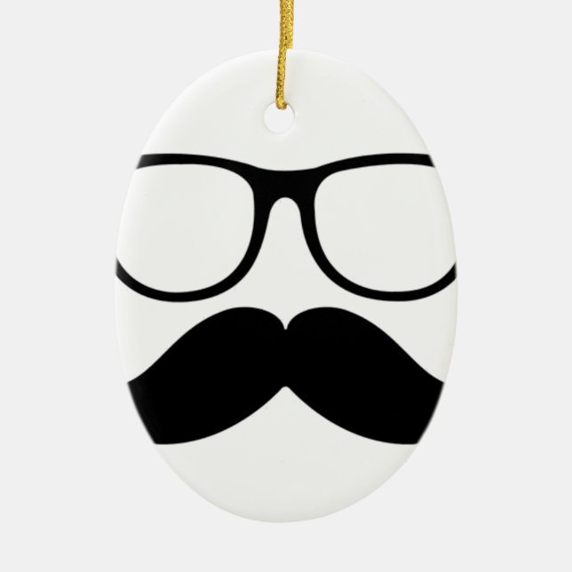 Mr. Stache Ceramic Tree Decoration (Front)