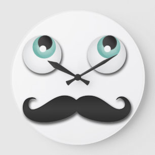 Mr stache large clock