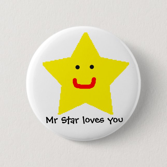 Mr Star loves you 6 Cm Round Badge (Front)