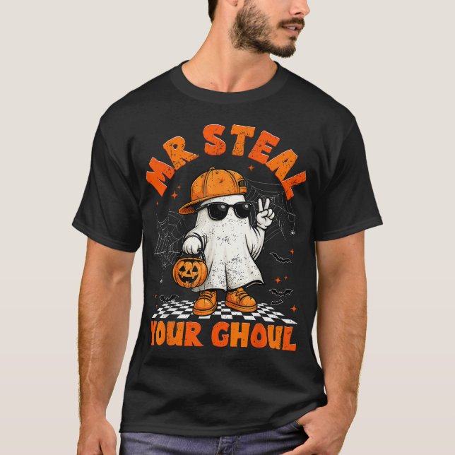 Mr Steal Your Ghoul Boo Ghost Halloween For Boys T-Shirt (Front)