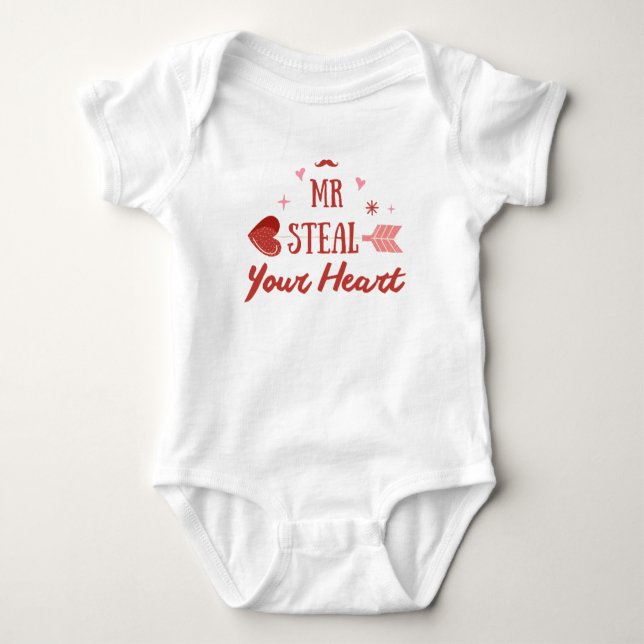 Mr steal your heart  baby bodysuit (Front)