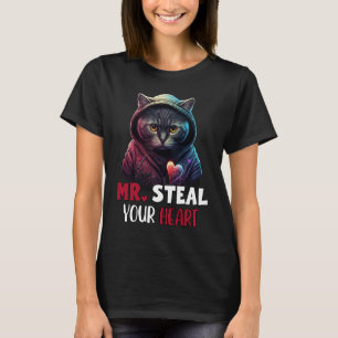 Mr Steal Your Heart Cat Valentine's Day V Day Boys T-Shirt