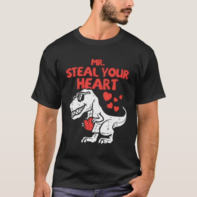 Mr Steal Your Heart Dino Toddler Valentines Day Ba T-Shirt (Front)