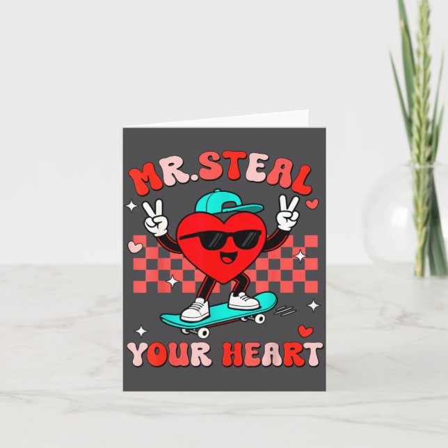 Mr Steal Your Heart For Boys Toddlers Valentine's  Card (Front)