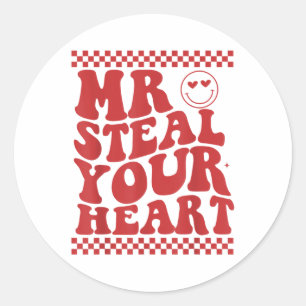 Mr Steal Your Heart For Boys Toddlers Valentines D Classic Round Sticker