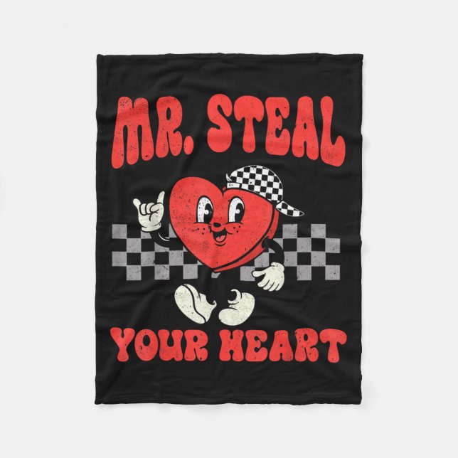 Mr Steal Your Heart For Boys Toddlers Valentine's  Fleece Blanket (Front)