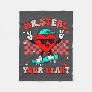 Mr Steal Your Heart For Boys Toddlers Valentine's Fleece Blanket