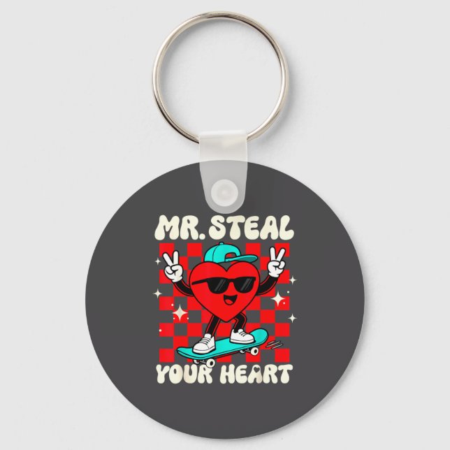Mr Steal Your Heart For Boys Toddlers Valentine's  Key Ring (Front)