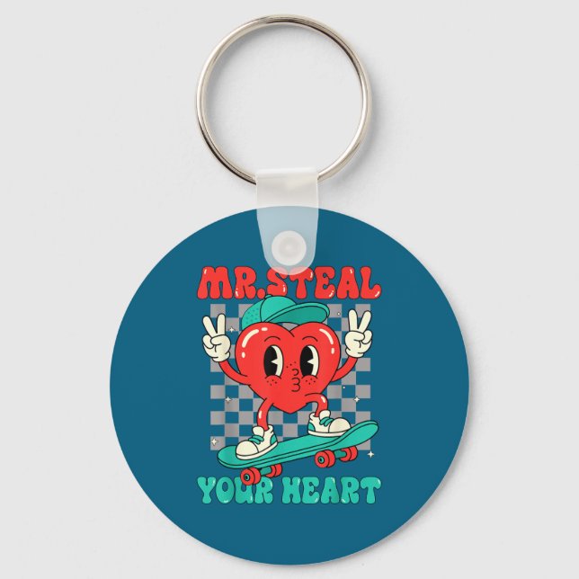 Mr Steal Your Heart For Boys Toddlers Valentine's  Key Ring (Front)