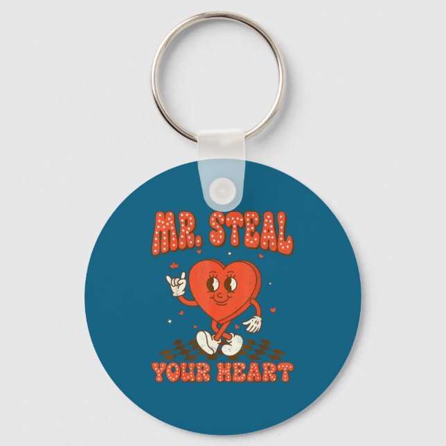 Mr Steal Your Heart For Boys Toddlers Valentine's  Key Ring (Front)