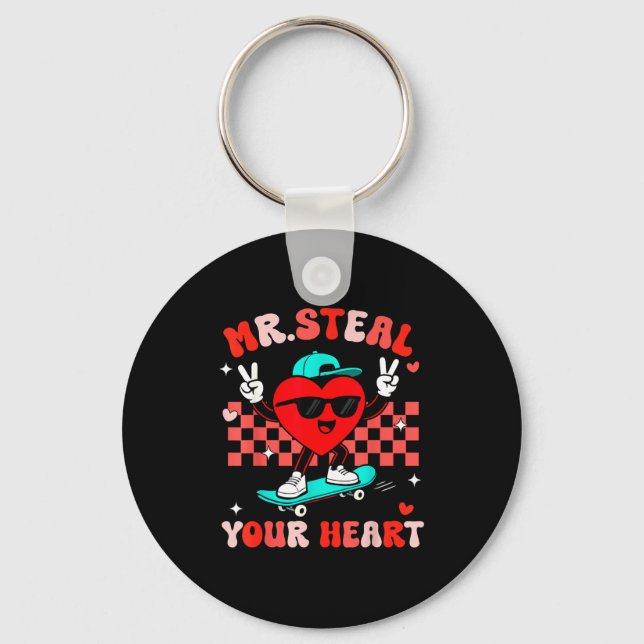 Mr Steal Your Heart For Boys Toddlers Valentine's  Key Ring (Front)