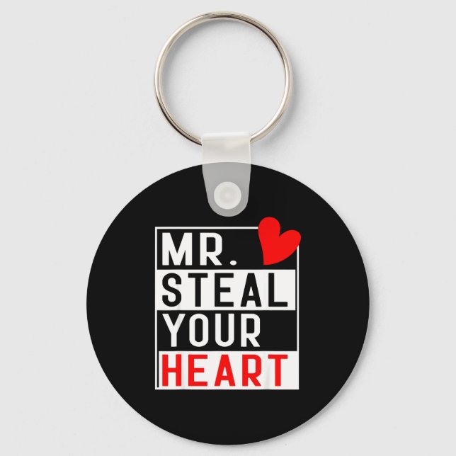 Mr Steal Your Heart For Boys Toddlers Valentine's  Key Ring (Front)