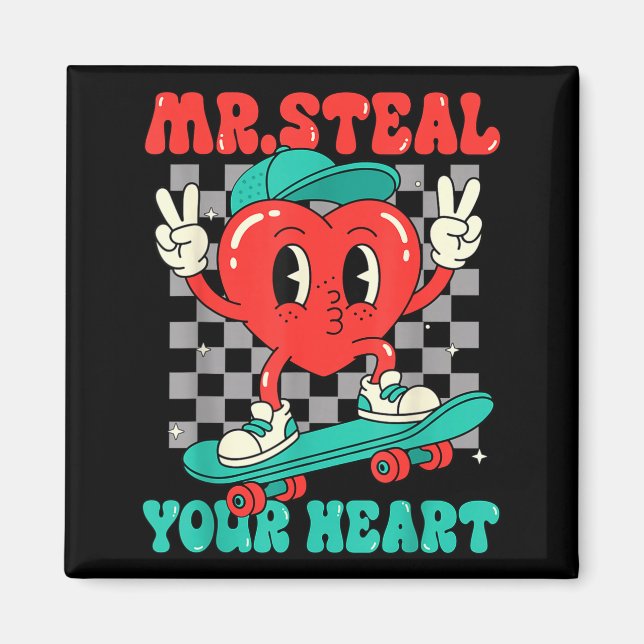 Mr Steal Your Heart For Boys Toddlers Valentine's  Magnet (Front)