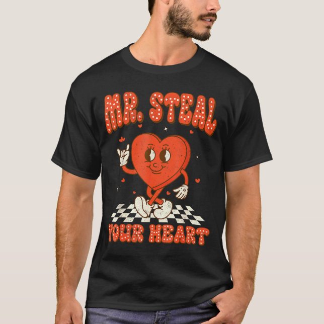 Mr Steal Your Heart For Boys Toddlers Valentine's  T-Shirt (Front)