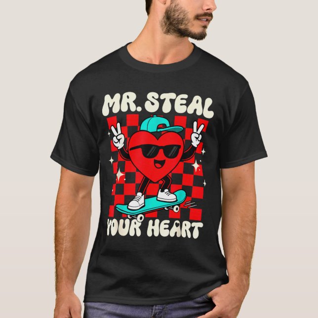 Mr Steal Your Heart For Boys Toddlers Valentine's  T-Shirt (Front)