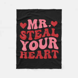 Mr Steal Your Heart Retro Valentines Day Fleece Blanket