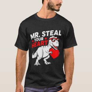 Mr Steal Your Heart Valentine Day Dinosaur Boys T-Shirt