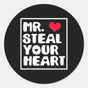 Mr Steal Your Heart Valentine Kids Boys Classic Round Sticker