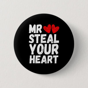 Mr Steal Your Heart Valentines Day Boys Kids 6 Cm Round Badge