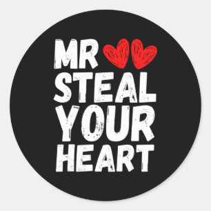 Mr Steal Your Heart Valentines Day Boys Kids Classic Round Sticker
