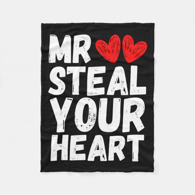 Mr Steal Your Heart Valentines Day Boys Kids  Fleece Blanket (Front)