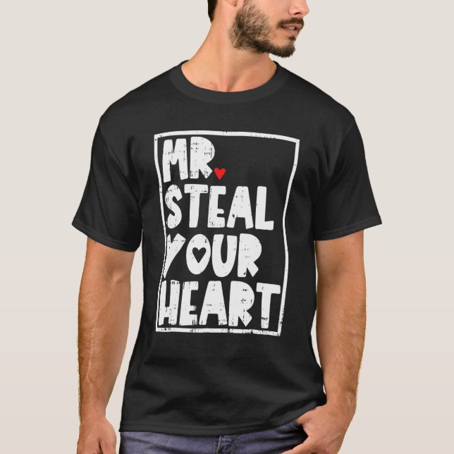 Mr Steal Your Heart Valentines Day Funny V Day Boy T-Shirt (Front)